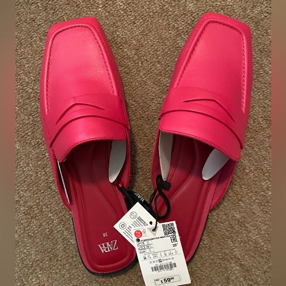 ZARA FLAT LEATHER MULES size 7.5 - Picture 5 of 8